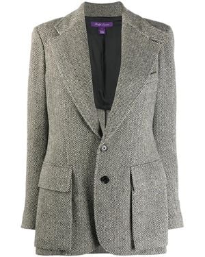 Ralph Lauren Herringbone Fitted Blazer - Gray