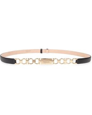 Ferragamo Gancini Extendable Leather Belt - White