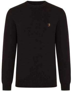 Uominitaliani Logo-Embroidered Merino Wool Sweater - Black