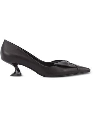 Lola Cruz Manuela Bow-Detail Pointed-Toe Court Shoes - Black