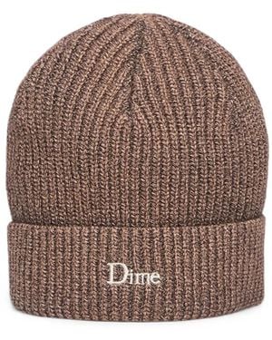 Dime Ribbed Fold-Over Beanie Hat - Brown