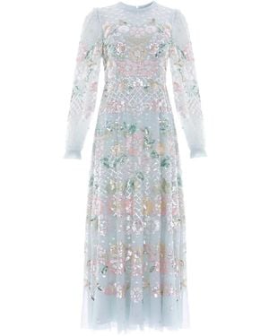 Needle & Thread Rosalie Sequin-Embellished Floral Dress - White