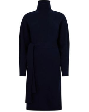 Malo Belted Roll-Neck Dress - Blue
