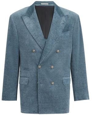 Brunello Cucinelli Blazer À Revers Pointus - Blue