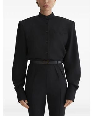 Mugler Shoulder Pad Long-Sleeve Top - Black