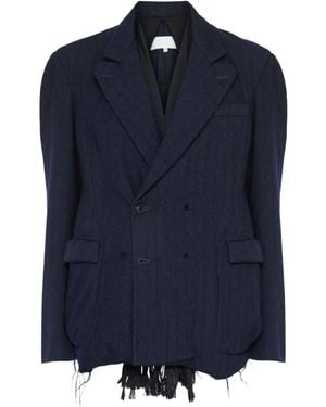 Maison Margiela Wool Pinstripe Jacket - Blue