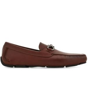 Ferragamo Gancini Ornament Driver Loafers - Brown