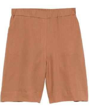 Gran Sasso Elasticated-Waistband Linen Shorts - Brown