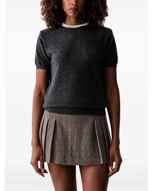 Silvian Heach Crystal-Embellished Short-Sleeve T-Shirt - Black