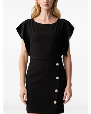 Fracomina Button-Embellished Cap-Sleeve Mini Dress - Black