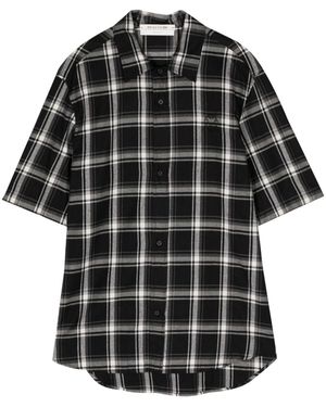 1017 ALYX 9SM Logo-embroidered Plaid-pattern Shirt - Black