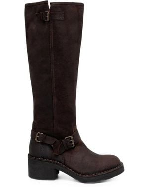 Fly London Buckle-Detail Knee-High Boots - Black