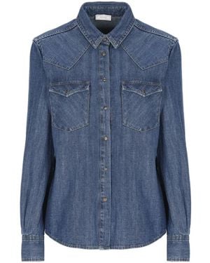 Peserico Chemise À Boutonnière - Blue