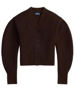 Polo Ralph Lauren Ribbed V-Neck Cardigan - Brown