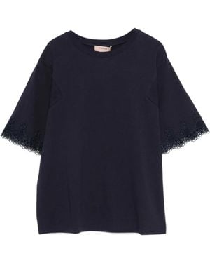 Twinset レーストリム Tシャツ - ブルー