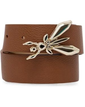 Patrizia Pepe Fly Pebbled-Calf Leather Belt - Brown