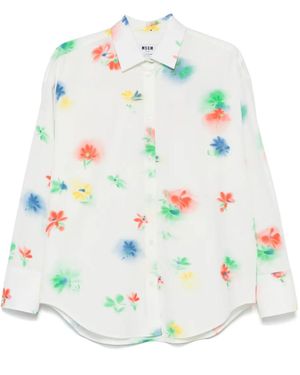 MSGM Floral-Print Shirt - White