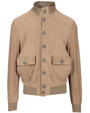 Al Duca d'Aosta Suede-Finish Button-Up Jacket - Natural