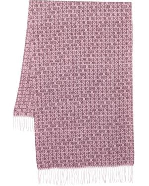 Liu Jo Logo-Pattern Fringed Scarf - Purple