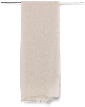 D'Aniello Fringed Metallic Scarf - Blanc