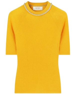 RETORI T-Shirt En Maille Côtelée À Détail De Chaîne - Yellow
