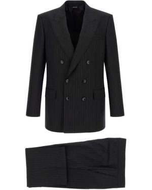 Tom Ford Pinstriped Double-Breasted Suit - Black