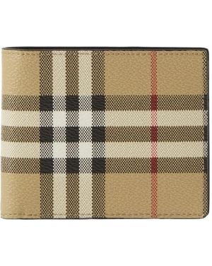 Burberry Portafoglio Bi-Fold A Quadri - Neutro