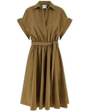 Nude Elasticated-Waist Shirt Midi Dress - Green