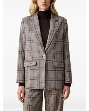 Silvian Heach Check-Pattern Single-Breasted Blazer - Grey
