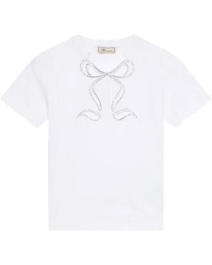 Blumarine Rhinestone-Embellished Cut-Out T-Shirt - White