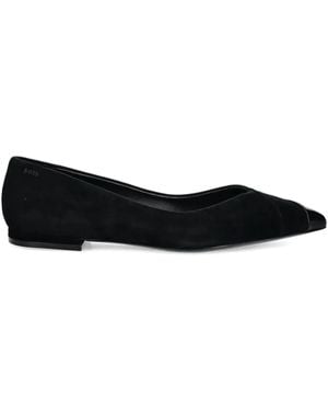 BOSS Cap-Toe Suede Ballet Flats - Black