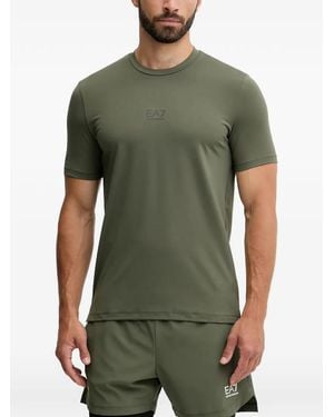 EA7 Logo-Print Crew-Neck T-Shirt - Green