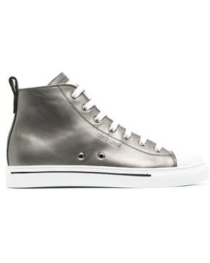 Roberto Cavalli Metallic Leather High-Top Trainers - White