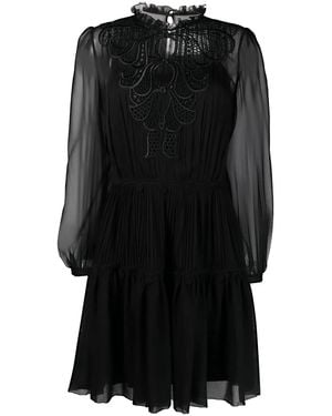 Alberta Ferretti Sheer Lace Detail Dress - Black