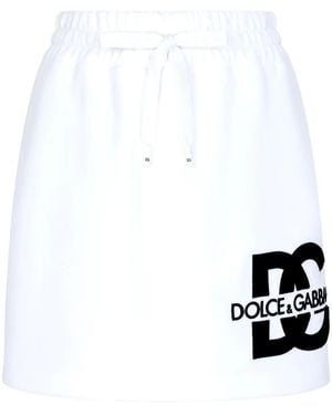 Dolce & Gabbana Fleece Logo Print Skirt - White