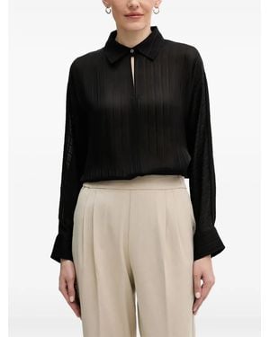 Sisley Blouse Met Keyhole-Detail - Zwart