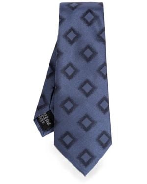 Giorgio Armani Geometric-Print Tie - Blue