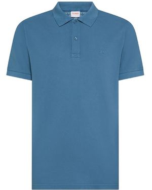 Sun 68 Polo Con Logo Bordado - Azul