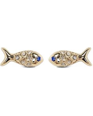 Kate Spade Crystal-Embellished Fish-Motif Earrings - Metallic