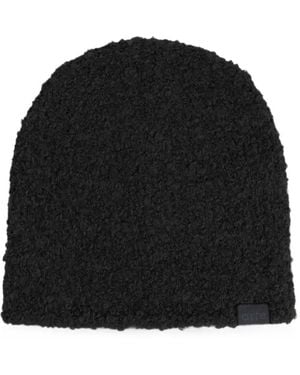 Arte' Bouclé-Texture Beanie Hat - Black