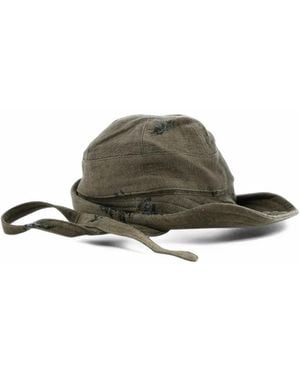 Ziggy Chen Hybrid Distressed-Effect Bucket Hat - Green