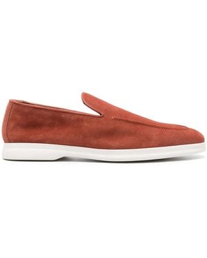 フラットシューズ Doucal's Almond Toe Suede Loafers Doucal's Almond Toe Suede Loafers in Natural for Men | Lyst