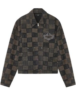 Amiri Checked Denim Jacket - Black