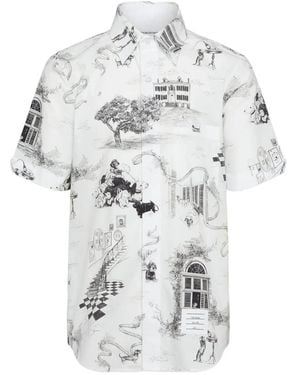 Thom Browne Toile-Print Short-Sleeve Shirt - White
