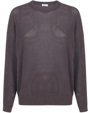 Brunello Cucinelli Pull En Maille Ajourée - Violet