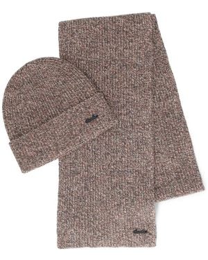 Borsalino Virgin Wool Beanie Set - Brown