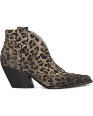 Elena Iachi Stivali Cowboy Leopardati 70Mm - Marrone