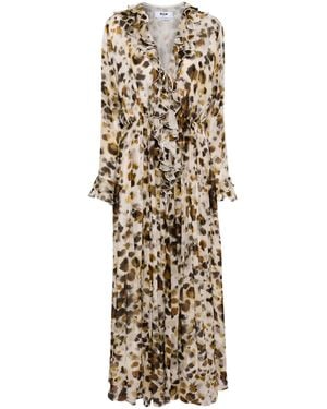 MSGM Gerüschtes Kleid Mit Abstraktem Muster - Natur