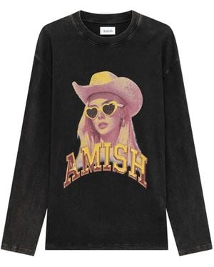 AMISH Graphic-Print Crew-Neck T-Shirt - Black