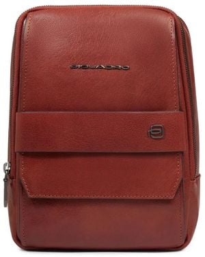 Piquadro Leather Messenger Bag - Red